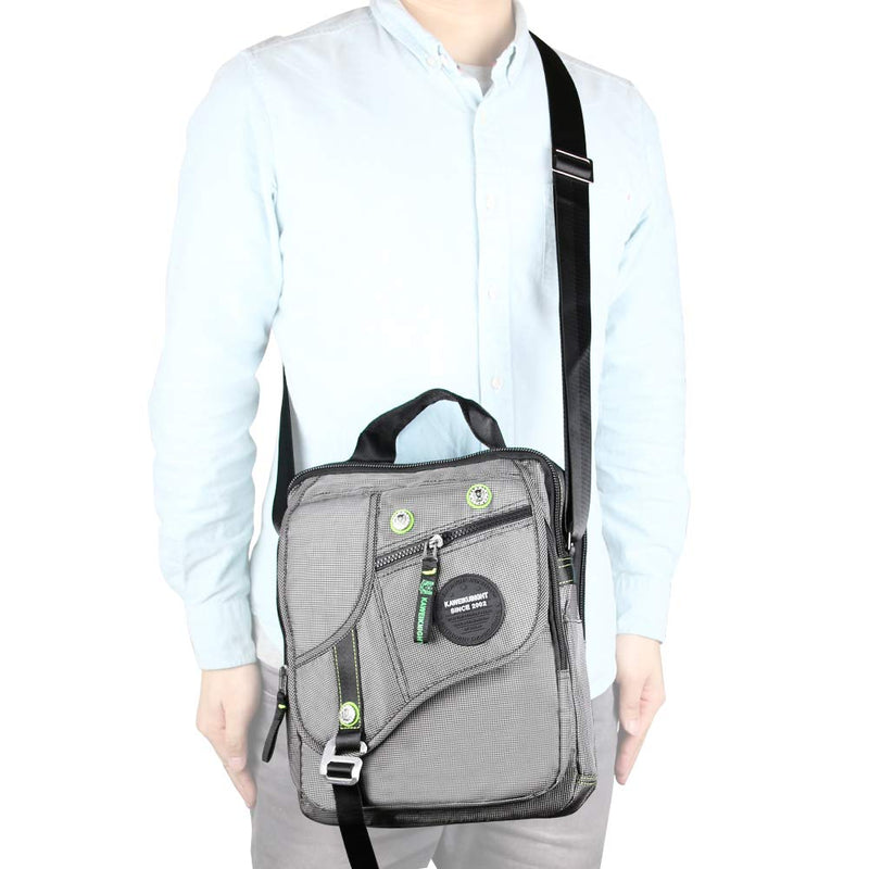 [Australia - AusPower] - Vertical Messenger Bag, Crossbody Bag, Shoulder Bag Work Satchel for iPad Tablet Kindle Large-gray 
