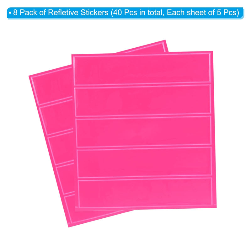 PATIKIL 4.5 x 1 Inch Safety Reflective Stickers, 40Pcs Adhesive Night Warning Sticker Waterproof Reflector Tape Strip for Helmet Hard Hat Clothing, Pink