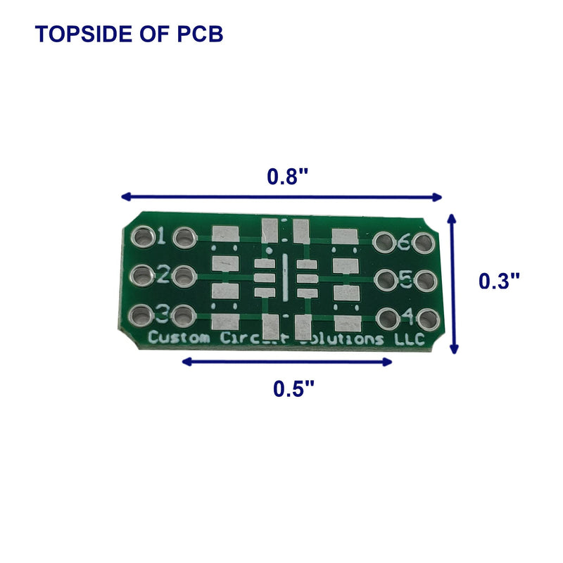 [Australia - AusPower] - – SMD to DIP Breakout PCB Module, 6-Pin, SOT to DIP Adapter Header with Integrated SMT Resistor and/or Capacitor Pads – 12 Pieces 6-Pin SOT 