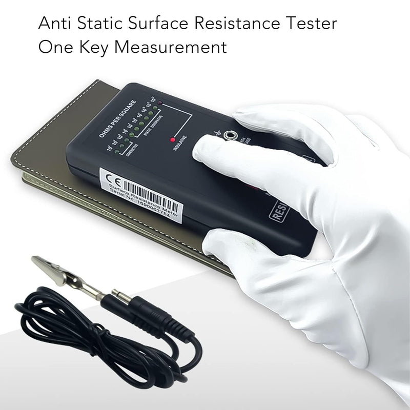 [Australia - AusPower] - Portable Handheld Surface Resistivity Meter, with Test Lead, Automatic Range and LED Indicator, Surface Resistance Checker for Antistatic Coatings, Films and Fabrics 