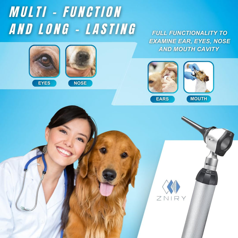 [Australia - AusPower] - Veterinary Otoscope Opthalmoscope LED ENT Diagnostic Set, with Diagnostic Premium Instruments Vet Otoscope Set, Otoscope for Dogs, Pet Otoscope 