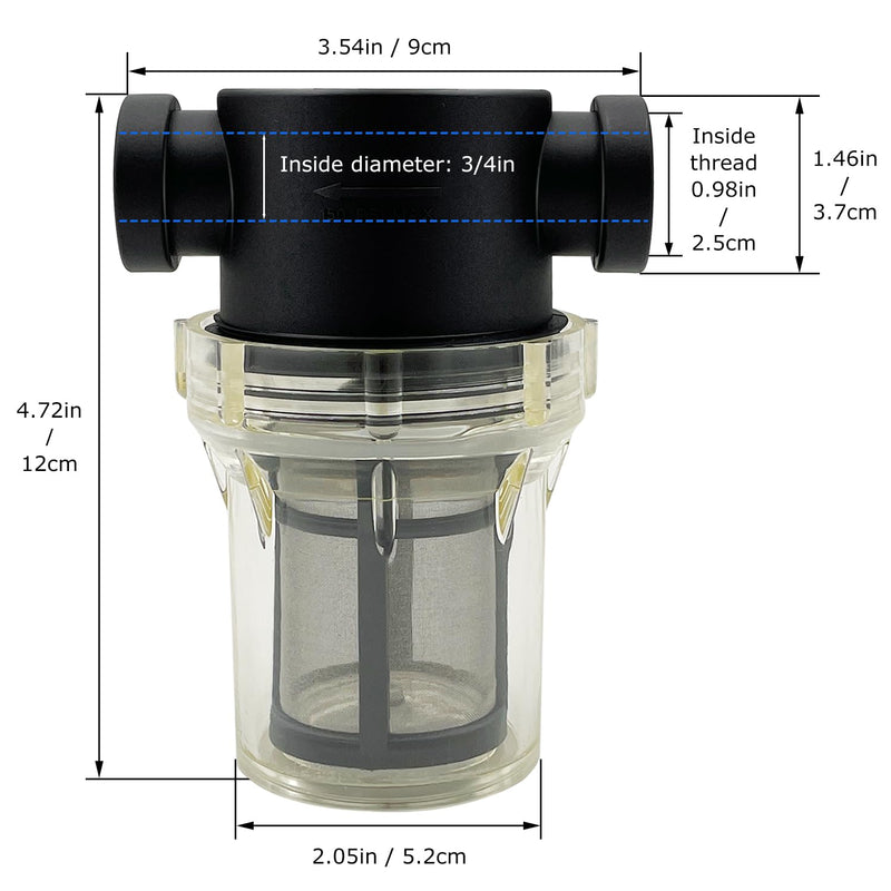 [Australia - AusPower] - 3/4" Female NPT in-Line Strainer with 100 mesh Stainless Steel Filter Screen (3/4“ 100 Mesh) 3/4“ 100 Mesh 
