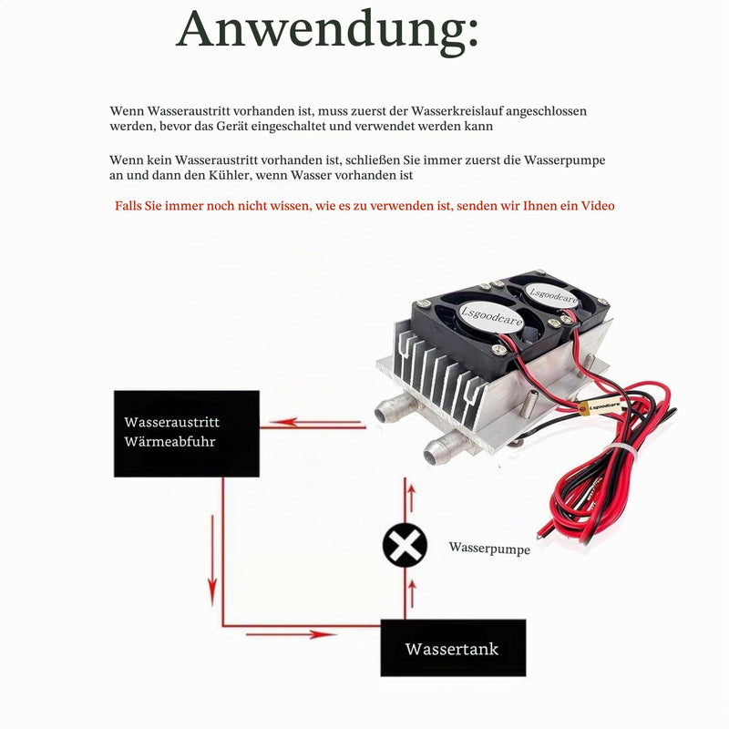 Lsgoodcare 12V Thermoelectric Peltier Cooling System with Heatsink, TEC1-12706 2 Chip Peltier Semiconductor Cooling Kit, DIY Mini Air Conditioner and Refrigerator + Water Cooling Hose | Lsgoodcare TEC1-12706 Peltier-Halbleiter-Kühlsystem-Bausatz, DIY-M...
