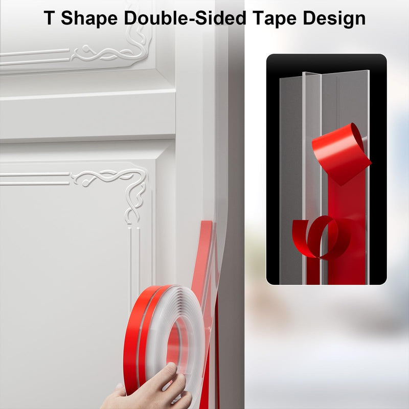 [Australia - AusPower] - T-Shaped Door Draft Stopper, Silicone Seal Strip for Door & Windows Gaps,Weather Stripping Door Seal Strip,20Ft,Clear 20FT Clear 