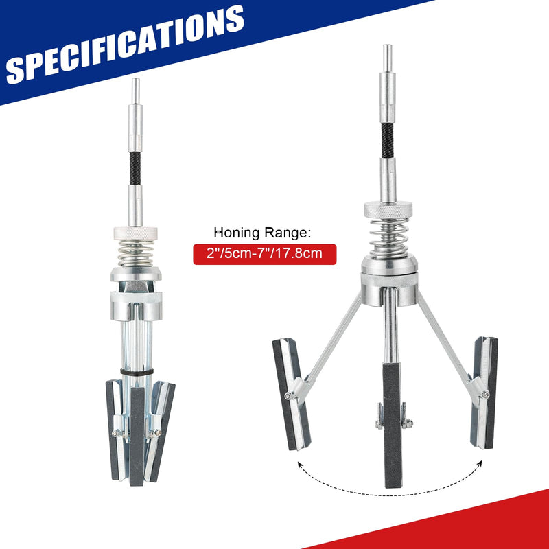 [Australia - AusPower] - Engine Cylinder Hone Adjustable Deglazer Set for Grinding Holes from 2" to 7" in Diameter, Adjustable Brake Piston Honing Tools with Extra 3-Piece 3" Long Stones 220 Grit (3") 3" 