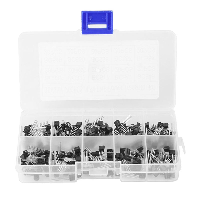 200 Pieces BC Transistors To-92 Silicon Npn Pnp Power Transistor Assortment Kit Set 10 Values (Bc327 Bc337 Bc517 Bc547 Bc548 Bc549 Bc550 Bc556 Bc557 58) With plastic plastic Storage Box