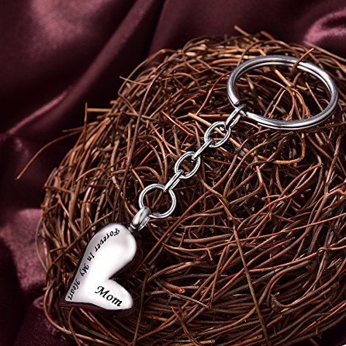Mom Always in My Heart Cremation Jewelry Ash Memorial Keepsake Urn Pendant Keychain Mom