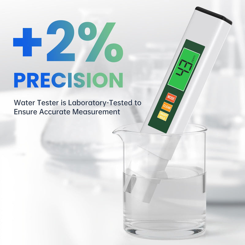 [Australia - AusPower] - TDS Water Tester, 4 in 1 TDS Meter Digital Water Tester for Drinking Water, Professional 0-9990ppm PPM EC & Temp Water TDS Meter for Home & Travel Regular Water Quality Testing White & Green 6 in 6 inches 