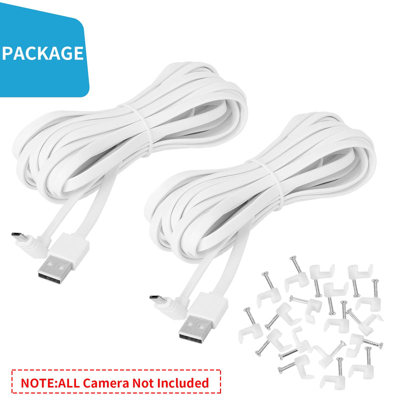 [Australia - AusPower] - 2Pack 10FT/3M L-Shape Micro USB Extension Cable Compatible with WYZE Cam Pan V3, 90 Degree Extension Charging Cable Power Your WYZE Cam Pan V3 Continuously - White 2 