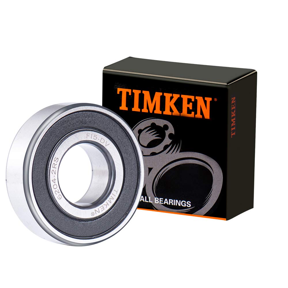 TIMKEN 6204-2RS 2PACK Double Rubber Seal Bearings 20x47x14mm, Pre-Lubricated and Stable Performance and Cost Effective, Deep Groove Ball Bearings