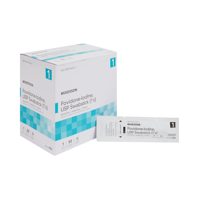 [Australia - AusPower] - McKesson Povidone-Iodine Impregnated Swab Stick, Sterile - 4 in, 50 Sticks, 1 Pack 50 Count 