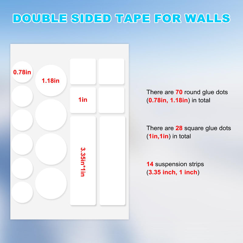 112pcs Double Sided Tape for Walls Glue Mounting Dots Balloon Adhesive Poster Tack Crafts Removable Fixing or Non Slip