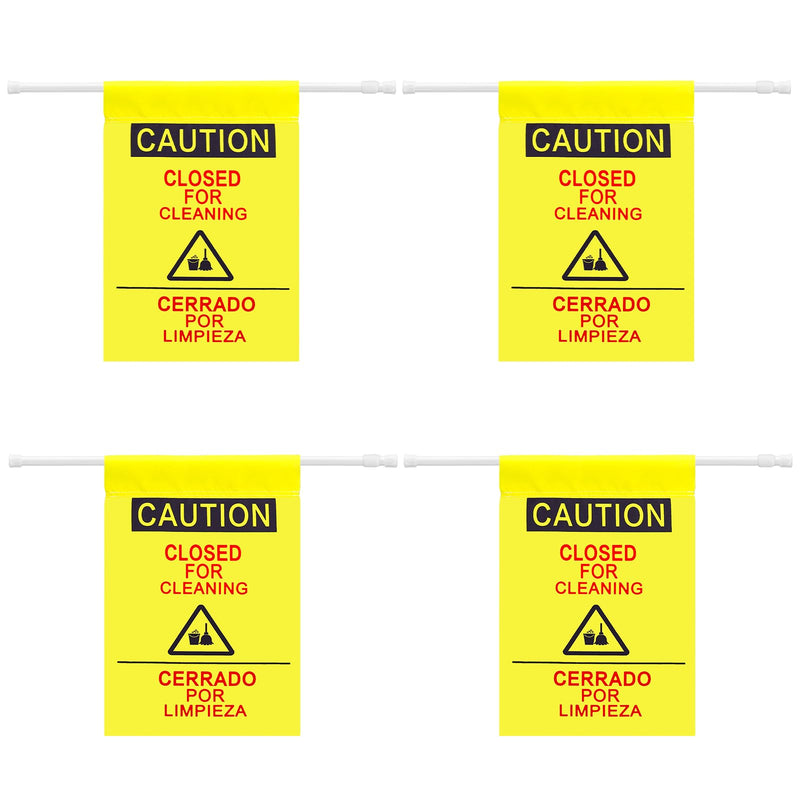 Fanfanwin 4 Pack Restroom Closed for Cleaning Sign English and Spanish Yellow Safety Hanging Sign with 27.56-51.18 Inch Telescopic Pole for Office Restroom Hotel Restaurant School Hospital