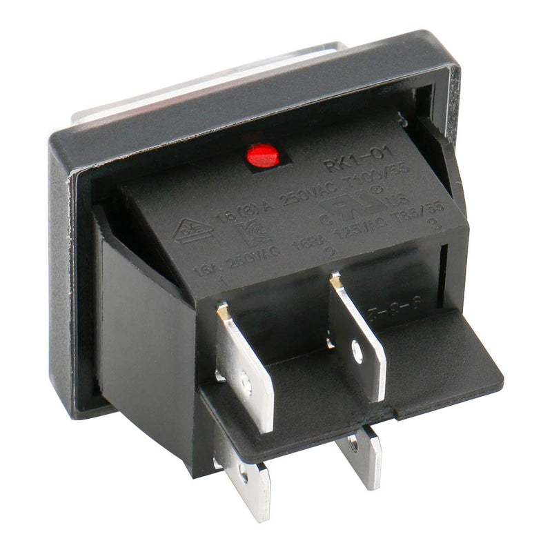 Heschen Rocker Switch ON-OFF DPST 4 Terminals Red Light 16A 250VAC with Waterproof Cover 1