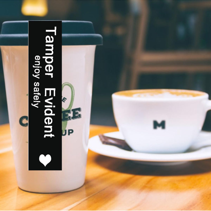[Australia - AusPower] - Safe Secure Tamper Evident Seals Stickers for Drink Lids 1.5×4 Inch Food Delivery Stickers Sealed for Freshness Labels Drink Food Coffee Seal (Pack-500) 