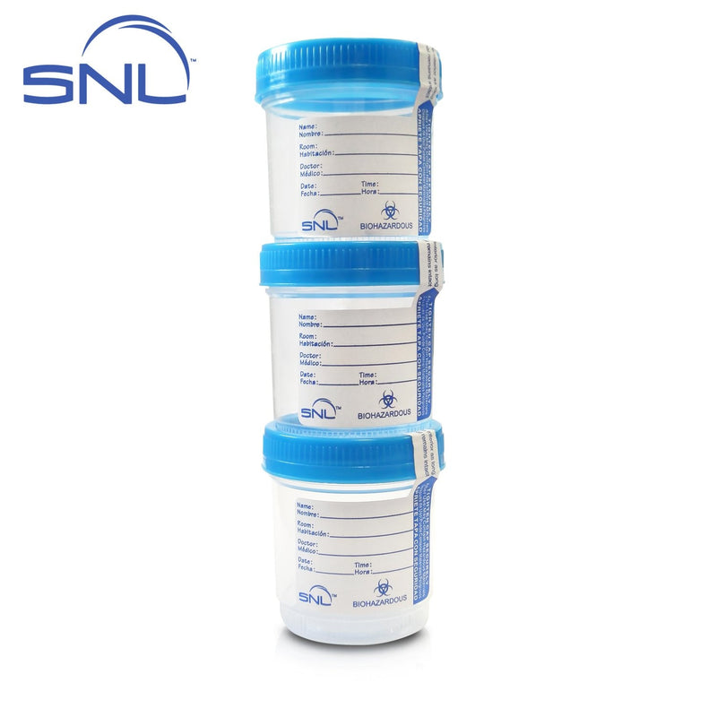[Australia - AusPower] - SNL Quality Sterile Specimen Cups, Screw-on Cap with Tamper Evident Seal, 3oz., Blue Cover - Pack of 3 