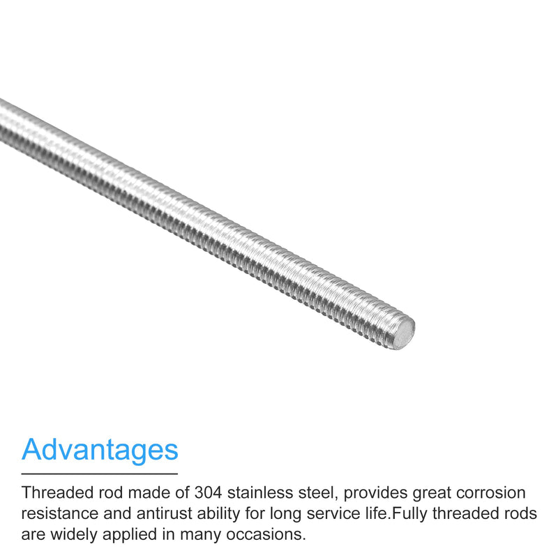 MECCANIXITY Fully Threaded Rod M4 x 300mm 0.7mm Thread Pitch 304 Stainless Steel Right Hand Threaded Rods Bar Studs 4 Pack