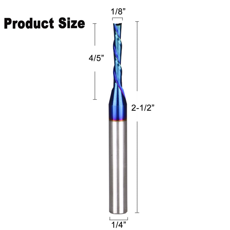 2 PCS Spiral CNC Router Bit 1/8 inch Cutting Dia 1/4 inch Shank with Down Cut Solid Carbide End Mill for Wood Cut Carving Engraving … 2