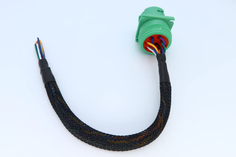 [Australia - AusPower] - Type 2 Green j1939 Pigtail Cable Female 9Pin to Open end Flange 1ft Flange Female Pigtail 
