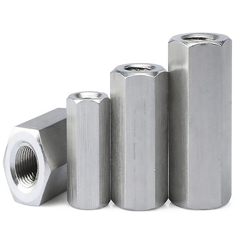 [Australia - AusPower] - 5PCS M6 X 1-Pitch 30mm Length 304 Stainless Steel Metric Hex Coupling Nut 