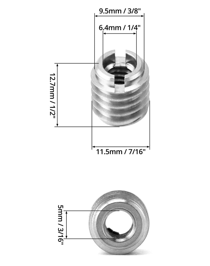 QWORK Stainless Steel Threaded Insert for Hard-Wood, 1/4-20 Internal Threads 20 Pack 5/8" Long Nut Inserts for Hardwoods, Softwoods, Plywood and Composites 1/4"-20