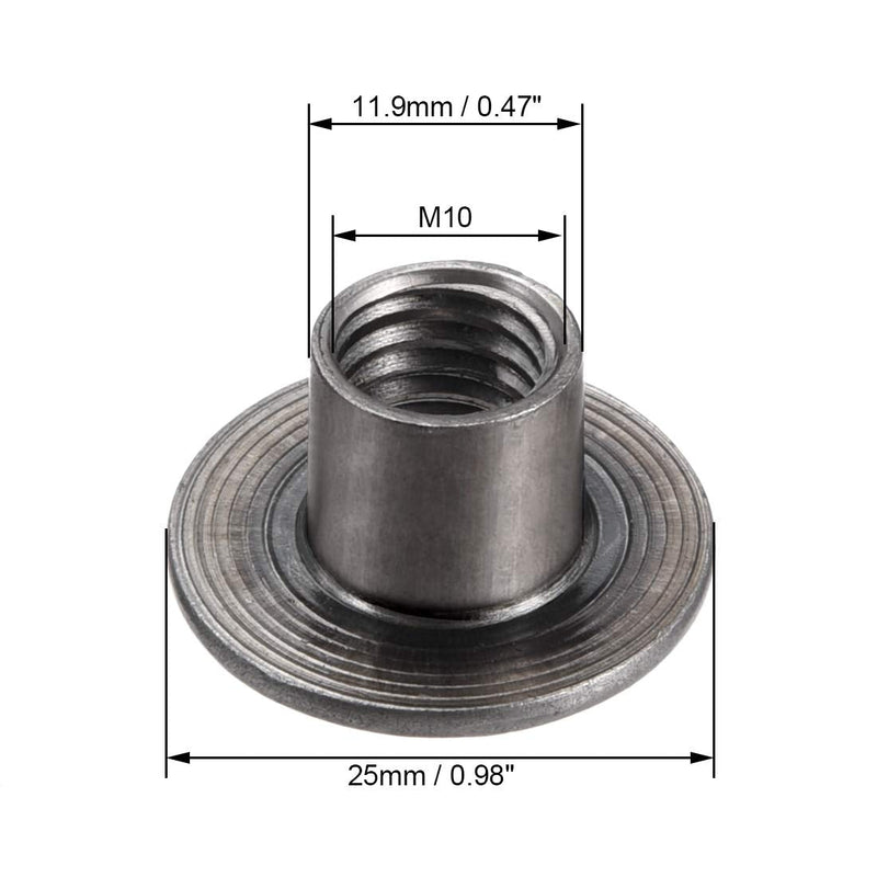 [Australia - AusPower] - uxcell M10x25x1.6mm Tee Nut Carbon Steel T-Nut Mounting Hardware Fitting Fastener Through Hole Flange Insert Female Thread 30Pcs M10x25mmx1.6mm 