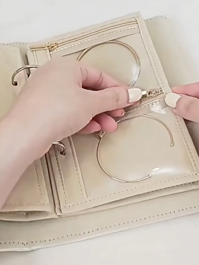 Anti Tarnish Travel Jewelry Organizer Book, Travel Jewelry Case Small Jewelry Organizers and Storage for Earring Necklace Ring Holder, Tangle-Free, Ideal Gift for Women, 5 Zipper Pouches