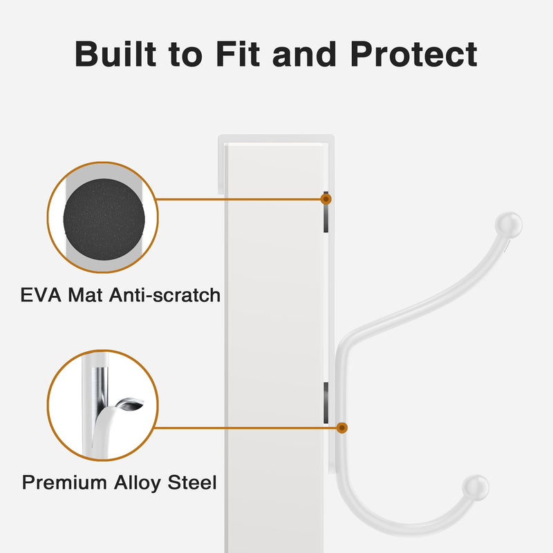 [Australia - AusPower] - niffgaff Over Door Hook 2-Pack - Heavy Duty Door Hook with Support Pads, No Drilling Required, Anti-Rust Over The Door Hanger, 6.5 Inches Tall, Fits Doors Up to 1.7 Inches Thick, White 