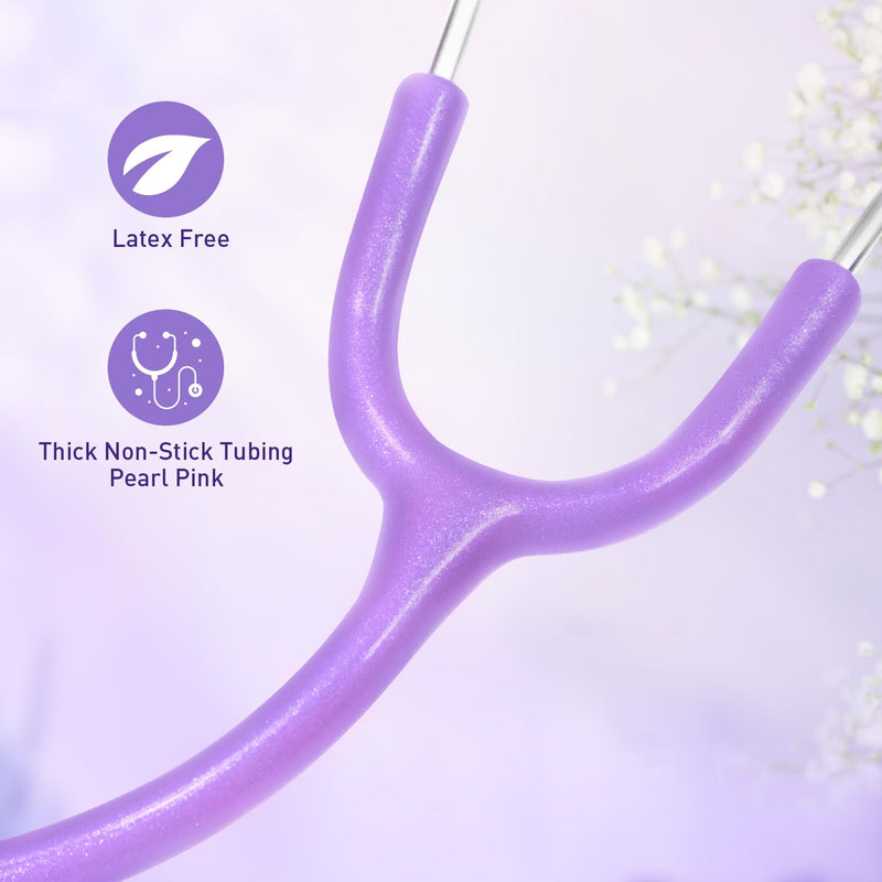 [Australia - AusPower] - SCIAN Stethoscope Dual Head for Nurses,Doctors,Med Students, Classic Stainless Steel Stethoscope Home Diagnostics Medical Supplies with Carrying Bag, Pearlescent Purple 