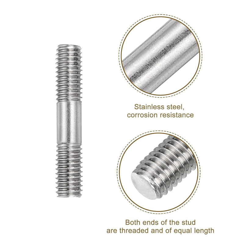 [Australia - AusPower] - M8x80mm Double End Threaded Bolt, 304 Stainless Steel Double End Threaded Stud Screw Bolt, 8Pcs M8 x 80mm Double Threaded 