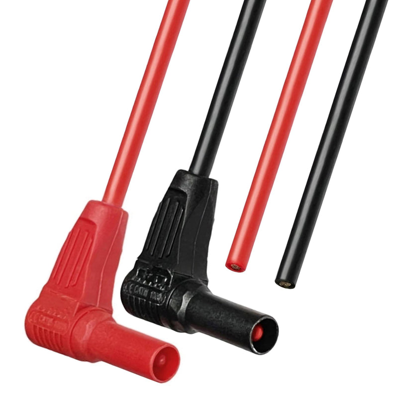 [Australia - AusPower] - CESS-218 Right Angle Seal Insulated Safety Banana Plug to Bare Wire - 3 Feet Soft Silicone Cable, Tinned Copper, 2 Pairs, Black and Red, Ideal for DIY Multimeter Test Leads 