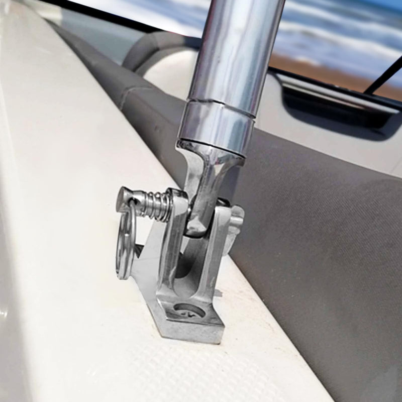 4 Pack Bimini Top Deck Hinge Hardware,with Pin and Ring,316 Stainless Steel, Installation 12 Screws,Fit 0.32" THK Eye Silver 0.32in