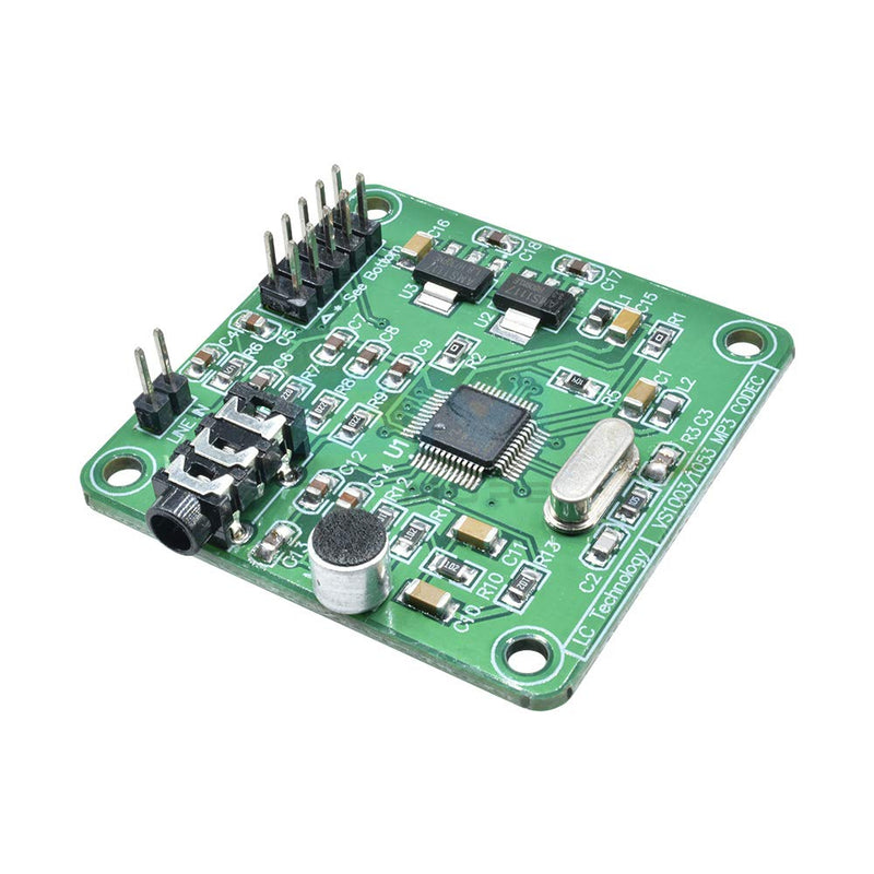 Hailege VS1053 MP3 Audio Player Module Audio Decoder Board Onboard Recording Microphone SPI Interface OGG Output Port Line-In 12.288 MHz
