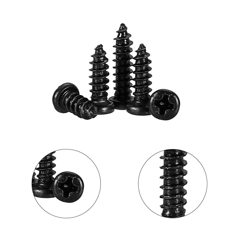 [Australia - AusPower] - 750 Pcs Small/Micro/Tiny/Mini Self-Tapping Screws, M1.7-M3 Phillips Pan Head, Cross Recessed, DIY Electronic, Carbon Steel (Black) 