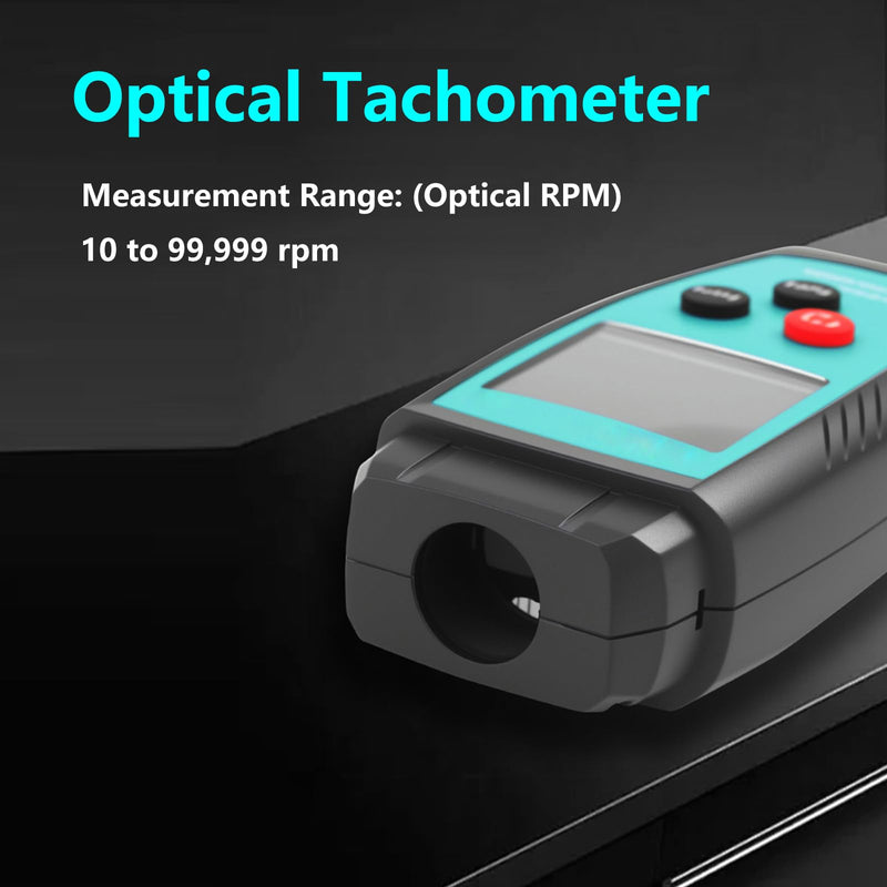 [Australia - AusPower] - Non Contact RPM Tachometer with Large LCD Display for Precision RPM Measurement, 10 to 99,999 RPM Laser Photo Digital Tachometer RPM Gauge Meter with Reflection Tapes, MAX/MIN/LAST and Memory Function 