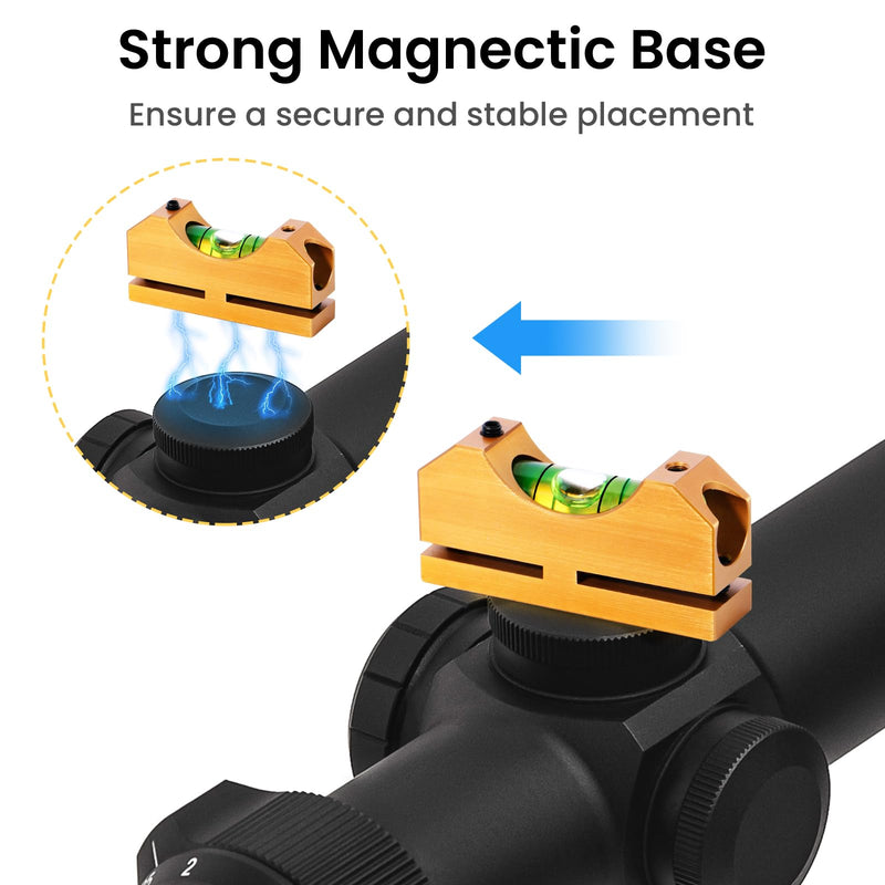[Australia - AusPower] - Scope Leveling Kit, Professional Scope Level Universal Scope Mounting Kit with Magnetic 2 Universal Level Bubbles, Scope Leveling Tool for Equipment Frame Maintenance Gold 