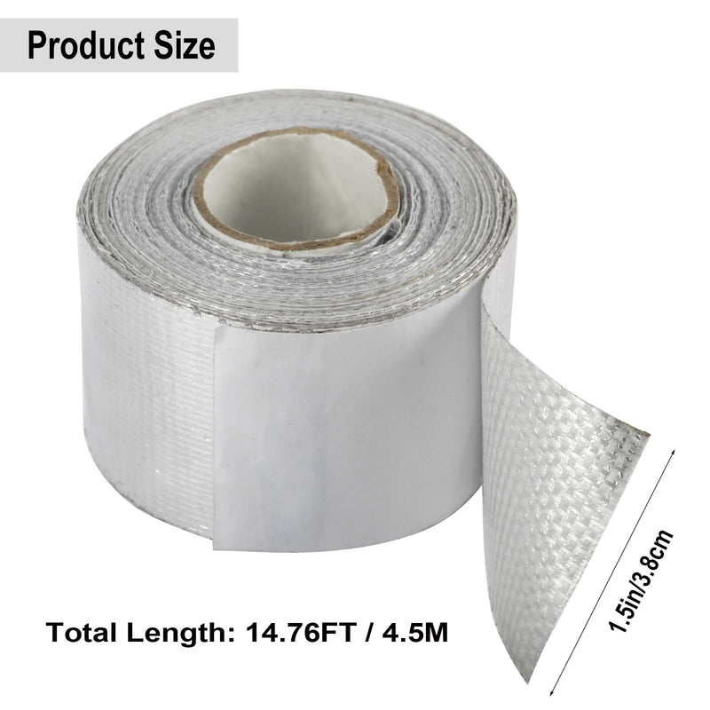 Self-Adhesive Heat Reflective High Temperature Tape - Fiberglass Heat Shielding Foil Tape (1.5 Inch 14.76FT)
