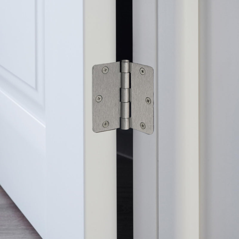[Australia - AusPower] - Design House 181354 3.5 x 3.5 1/4 Inch Radius Hinge 2, 3-Pack, Satin Nickel, 3 Pack 