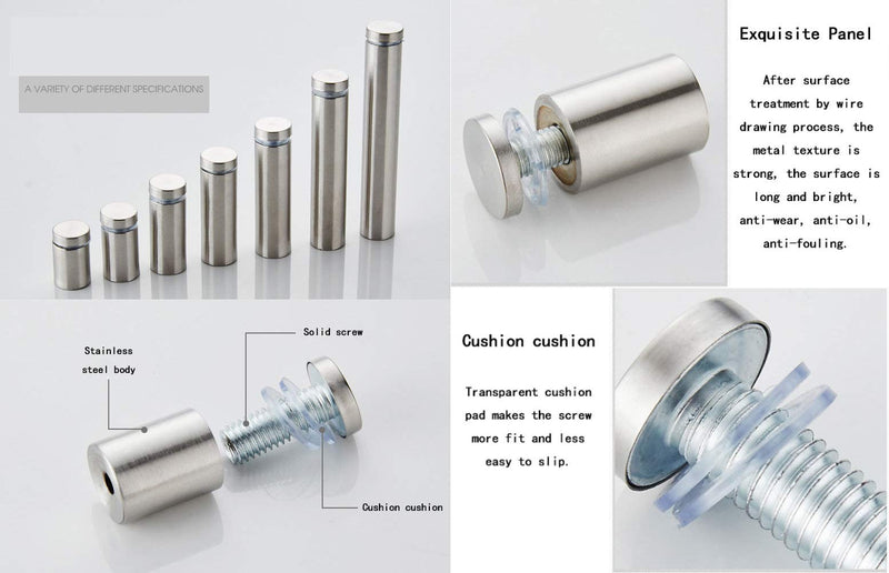 [Australia - AusPower] - RuoFeng Stainless Steel Wall Mount Glass Standoff Holder Screw Nails Advertising Nails 12 Pcs (16x20mm) 16x20mm 