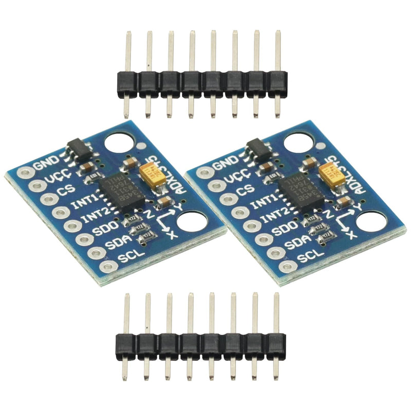 [Australia - AusPower] - 2Pcs ADXL345 Accelerometer Sensor 3-Axis Digital Gravity Sensor Acceleration Module IIC/SPI Transmission for arduino Nano 