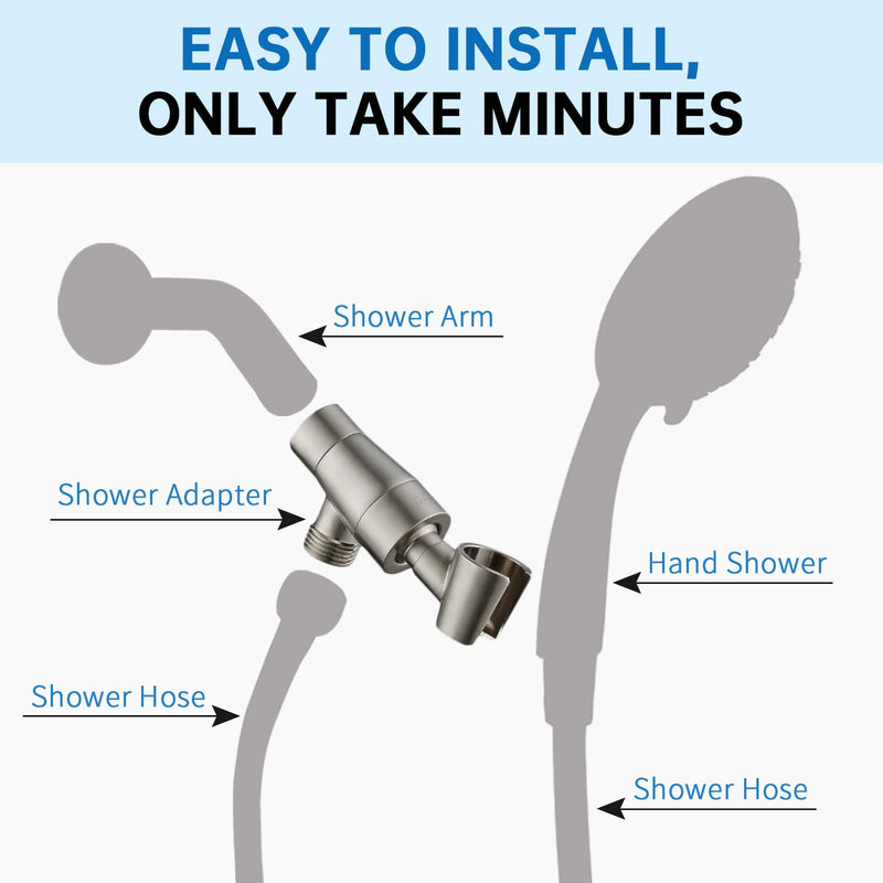 G-Promise Metal Shower Head Holder for Hand Held, Adjustable Bracket, Universal Shower Arm Mount, Brushed Nickel Finish