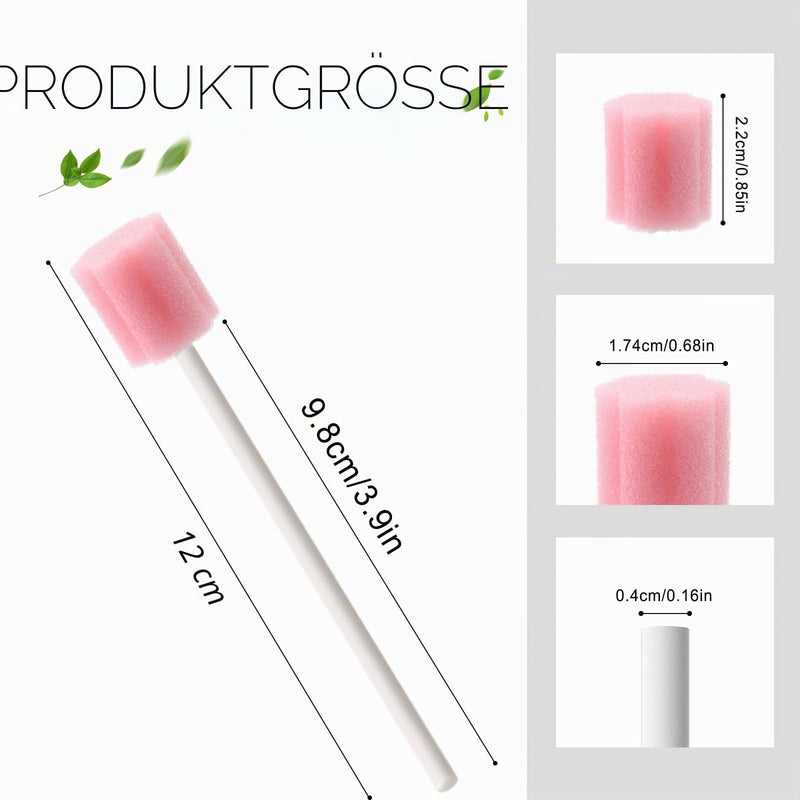 Mouth Sponges Sterile Dental Swabs, 100 Pieces Oral Care Sponge Swabs, Cleaning Mouth Swabs, Oral Hygiene Sponge, Mouth Care Swabs, Cotton Buds, Oral Care Sticks, Foam for Oral Hygiene, Pink