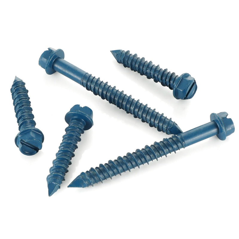 [Australia - AusPower] - 3/16" x 1-1/4" Concrete Screws, Blue Hex Head Screw Anchor with Drill Bit and Hex Bit Socket, for Masonry, Cement, Block, Brick or Stucco, 100 PCS 3/16 x 1-1/4" 