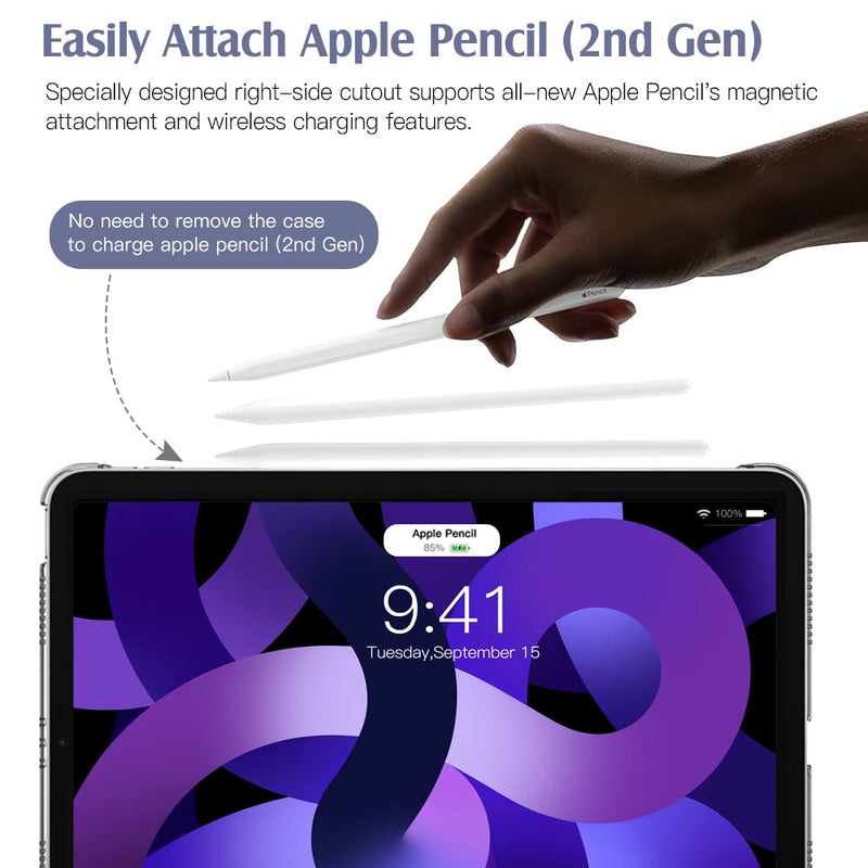 [Australia - AusPower] - TiMOVO for iPad Air 5th Generation Case 2022 / iPad Air 4th Generation Case 2020 10.9 Inch, iPad Air Case Slim Stand Hard PC Translucent Back Shell Smart Cover Fit iPad 10.9 Case - Lavender Purple 