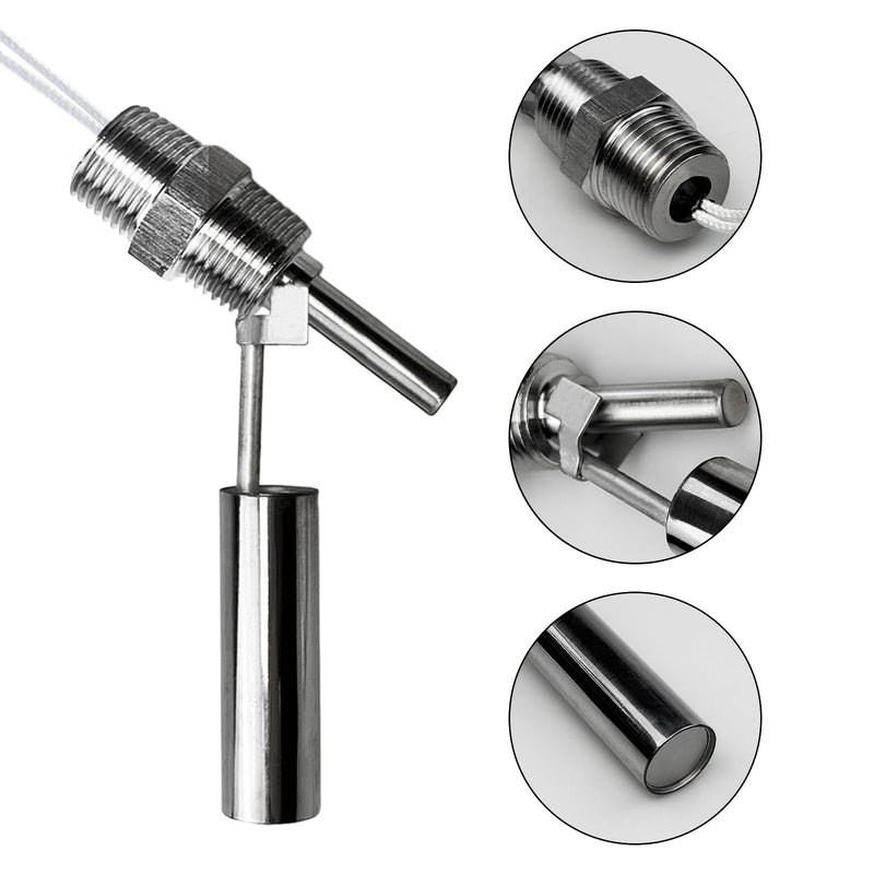 [Australia - AusPower] - Stainless Steel Liquid Level Sensor, 1/2 NPT Male Thread Side Mount Horizontal Liquid Float Switch, DC 0-110V Water Level Sensor Switch for Aquariums Tank/Fish/Hydroponics Pool 