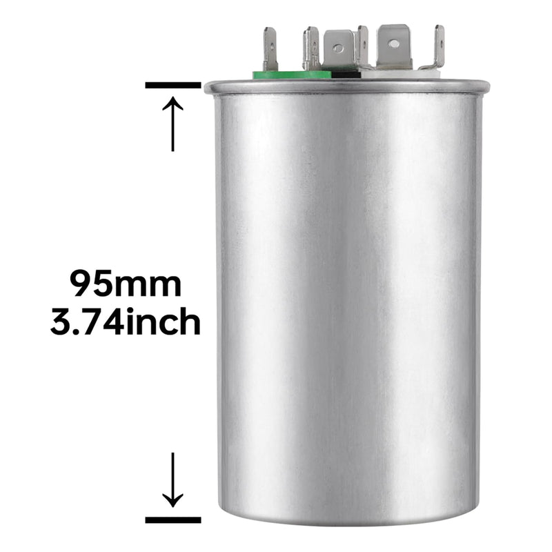 BOJACK 45+3 uF ±6% 45/3 MFD 370/440 VAC CBB65B Dual Run Start Round Capacitor for Condenser Straight Cool or Heat Pump Air Conditioner or AC Motor and Fan Starting