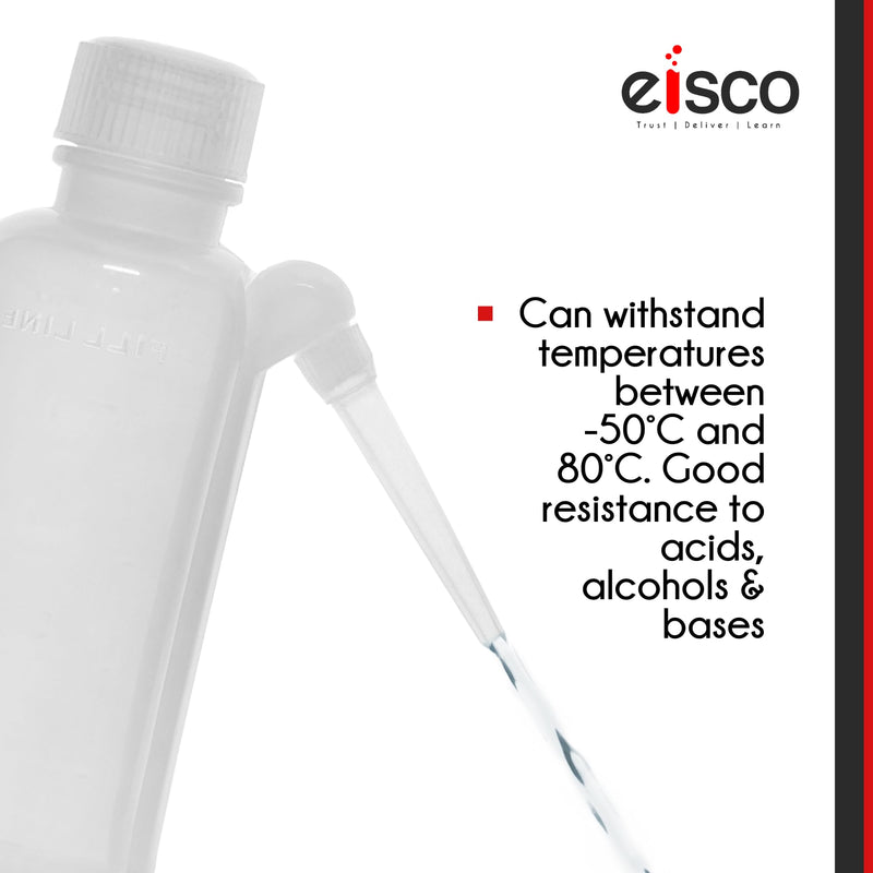 EISCO Wash Bottle, 500ml - Polyethylene - Translucent, Unbreakable - Screw Cap with Down Spout for Dispensing Liquid Labs (Pack of 3) 16.9 Ounces (Pack of 3)