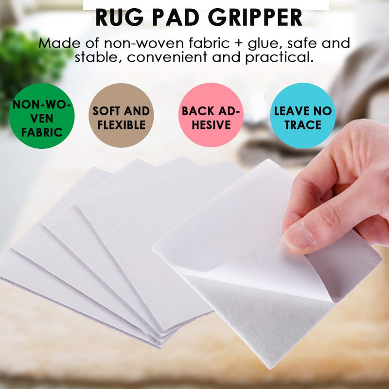 AKOAK 8 Pcs Rug Tape Pad, Rug Pad Gripper, Non-Slip Mat Anti-Skid Stickers for Area Rugs, Grip Rug Corners to Prevent Sliding