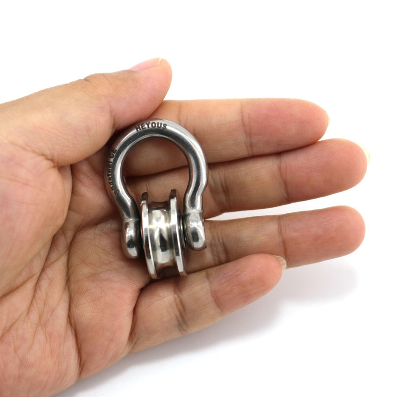 [Australia - AusPower] - Heyous Detachable U Shaped Pulley with Small Size Short Screw Groove Pulley Wheel Track Fixed Pulley Suitable for Wire Rope Traction Small Crane Salvage System Pulley Model Silver Shackle U-pulley (small screw) 
