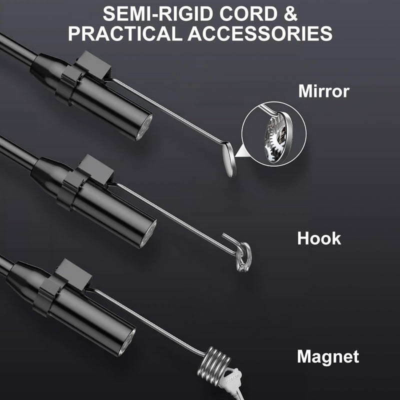 HANMATEK Industrial Endoscope, 4.3-Inch TFT Screen, 16.5ft Flexible Cable, IP67 Waterproof, 8mm Camera with Adjustable LED Lights, USB-C Charging, 4 Hours Battery Life, 180° Rotating Display IE01